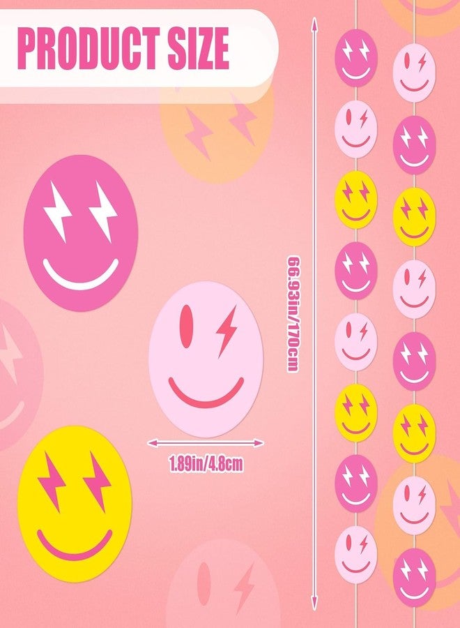 Incrizma 8 Pcs Preppy Hot Pink Birthday Party Decorations Happy Face Banner Preppy Party Decorations Smile Face Hanging Banners for Bachelorette Birthday Preppy Party Supplies - Image 3